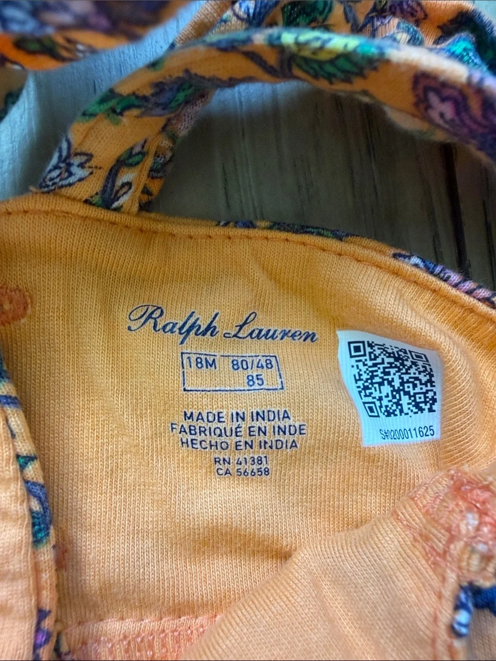 Ralph Lauren Girls 18M Orange Floral Tiered Sundress with Matching Bloomers
